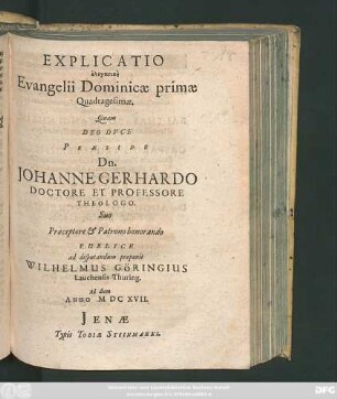 Explicatio elenktikē Evangelii Dominicae primae Quadragesimae