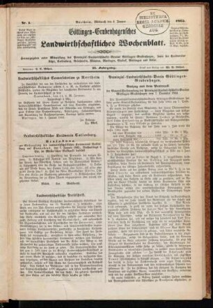 11: Göttingen-Grubenhagensches landwirthschaftliches Wochenblatt