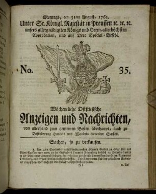 No. 35. Montags, den 31ten August, 1761.