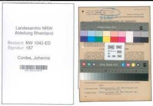 Entnazifizierung Johanna Cordes , geb. 26.06.1901 (Lehrerin)