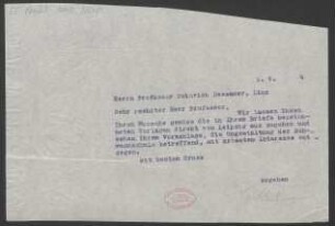 Brief an Heinrich Dessauer : 01.05.1914