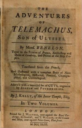 The adventures of Telemachus. 1