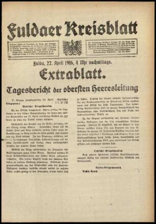 Ausgabe vom Samstag, den 22. April 1916.