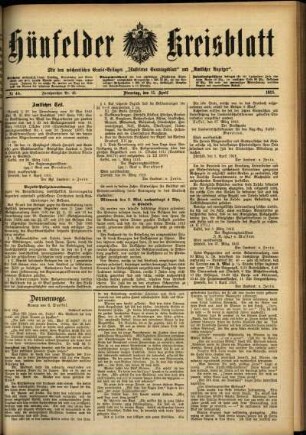 Ausgabe vom Dienstag, den 15. April 1913.