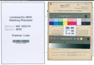 Entnazifizierung Luise Kraemer, geb. 08.12.1895 (Verwalterin)