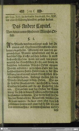 Das Andere Capitel. Von denen unterschiedenen Münchs-Orden