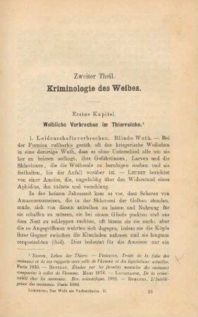 Erstes Kapitel. - Weibliche Verbrechen im Thierreiche