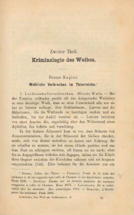 Erstes Kapitel. - Weibliche Verbrechen im Thierreiche