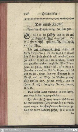 Das fünfte Kapitel. Von der Entzündung der Lungen