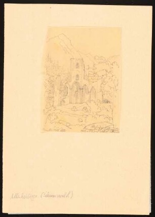 Klosterruine Allerheiligen im Schwarzwald: Ansicht der 1804 vom Blitz zerstörten Kirche (aus Neues Blatt, 1873, S. 693)