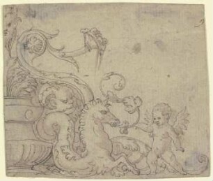 Groteske mit Seeroß und Putto