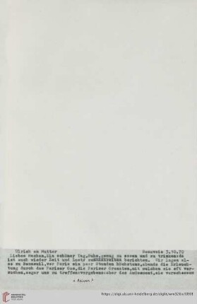 Briefe von und an Ulrich und Ulrike von Wilamowitz-Moellendorff ("2. Abschrift"): Brief von Ulrich von Wilamowitz-Moellendorff an Arnold von Wilamowitz-Moellendorff und Ulrike von Wilamowitz-Moellendorff