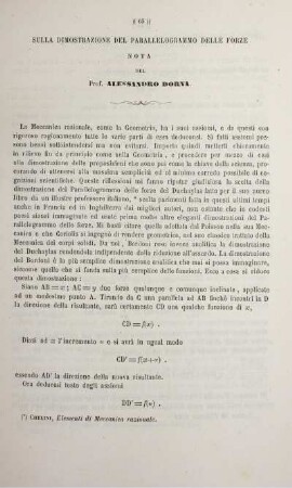 Sulla dimostrazione del parallelogrammo delle forze.