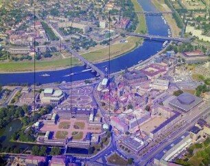 Innere Altstadt und Innere Neustadt von Dresden : Blickrichtung Nordosten
