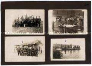 Albumblatt mit 4 Fotos von einer Landsturm-Abteilung im Ersten Weltkrieg - Personenkonvolut