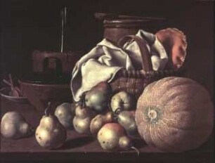 Stilleben mit Birnen und Melone