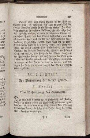 IX. Abschnitt. Von Verfertigung der weißen Farben.