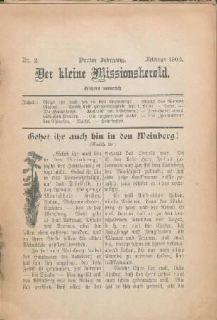 Nr. 2. Dritter Jahrgang. Februar 1903.