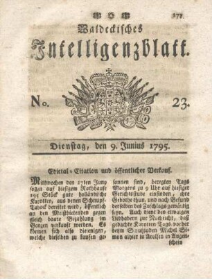 No. 23, Dienstag, den 9. Junius 1795