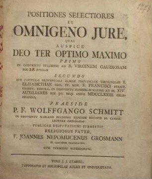 Positiones selectiores ex omnigeno jure
