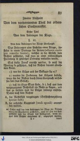 Zweiter Abschnitt. Von dem vorbereitenden Theil des ordentlichen Civilprocesses.