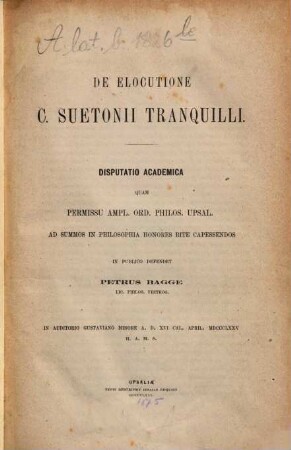 De elocutione C. Suetonii Tranquilli
