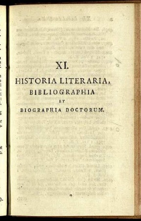 XI. Historia Literaria, Bibliographia Et Biographia Doctorum.