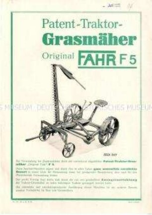 Traktor-Grasmäher Modell F5