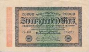 Zahlungsmittel / Reichsbanknote / Zwanzigtausend Mark
