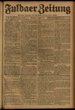 Ausgabe vom Mittwoch, den 27. April 1921.