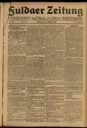 Erste Ausgabe vom Freitag, den 31. Oktober 1913.