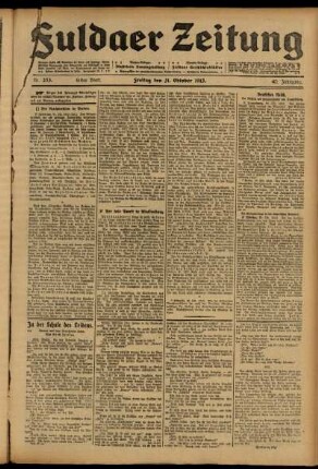 Erste Ausgabe vom Freitag, den 31. Oktober 1913.