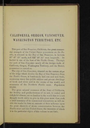 California, Oregon, Vancouver, Washington territory, etc.