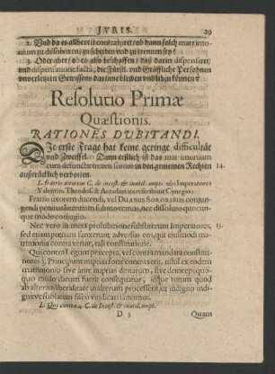 Resolutio Primae Quaestionis. Rationes Dubitandi.
