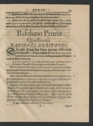 Resolutio Primae Quaestionis. Rationes Dubitandi.