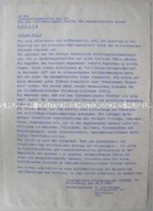 Offener Brief der Gruppe "Frieden 83" an das Vorbereitungskommitee der DDR für ein "Internationales Treffen für kernwaffenfreie Zonen"