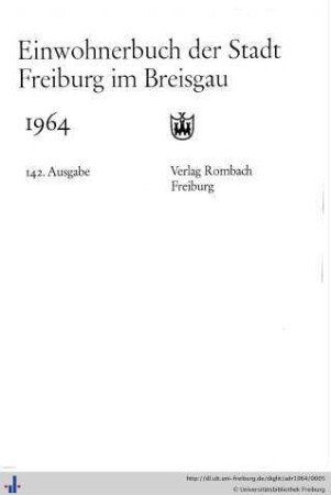 Einwohnerbuch der Stadt Freiburg im Breisgau : 1964