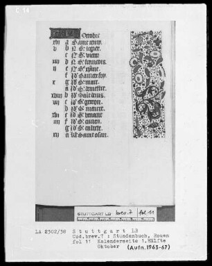 Lateinisch-französisches Stundenbuch (Livre d'heures) — KL-Ligatur und Teilbordüre, Folio 11recto