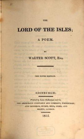 The Lord of the isles : a poem