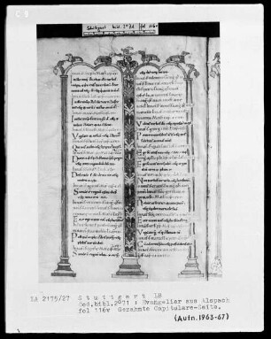 Evangeliar aus Alspach (Elsass) — Capitulare-Seite, Folio 116verso