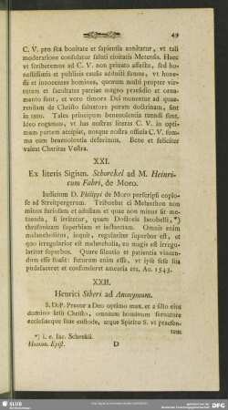 XXII. Henrici Siberi ad Anonymum