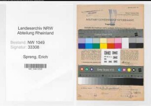 Entnazifizierung Erich Spreng , geb. 19.01.1911 (Bahnbeamter)