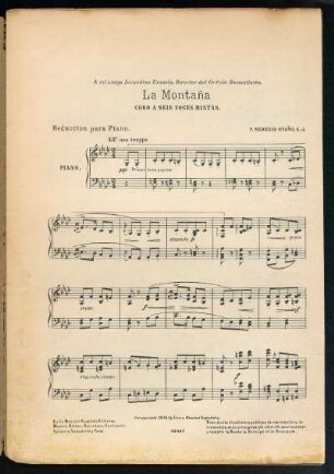 montaña. Coro a seis voces mixtas : Reducción para piano