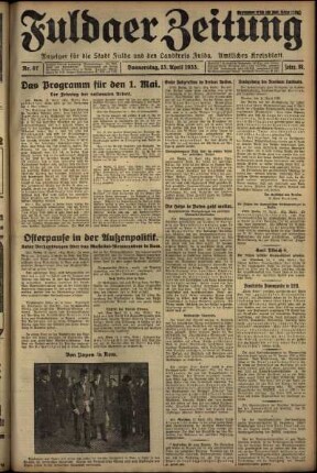 Erste Ausgabe vom Donnerstag, den 13. April 1933.