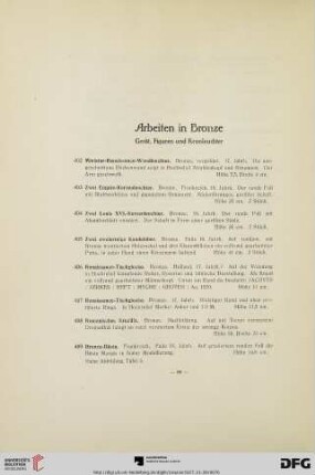 Arbeiten in Bronze, Silber (Nr. 402-431)