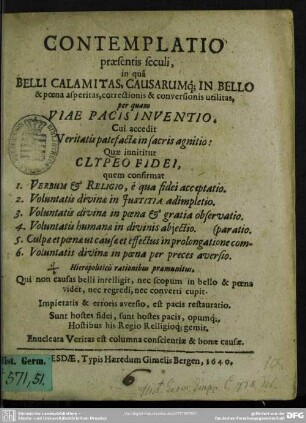 Contemplatio praesentis saeculi