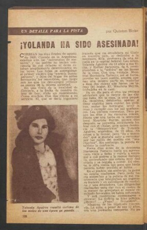 ¡Yolanda ha sido asesinada! : Un detalle para la pista