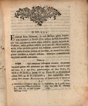 Animadversiones ad quaedam loca Psalmorum, Fasciculus I.
