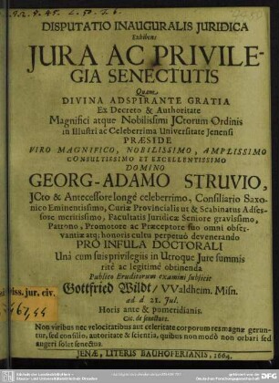 Disputatio inauguralis juridica exhibens jura ac privilegia senectutis