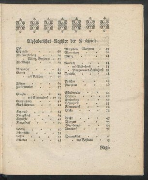 Alphabetisches Register der Kirchspiele